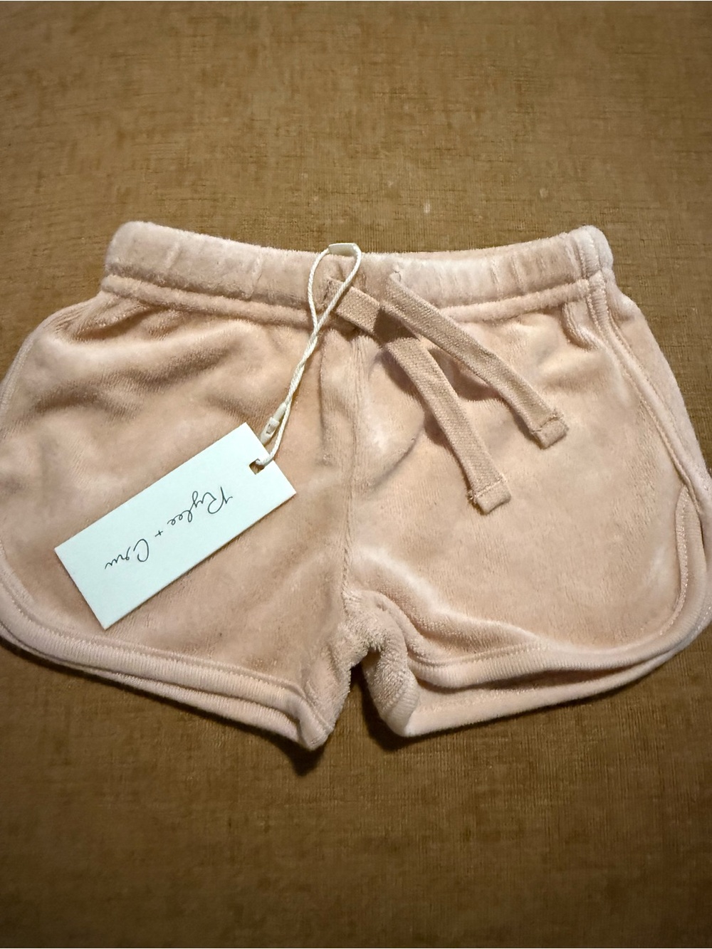 Rylee + Cru Plush Drawstring Shorts in Peach Blush